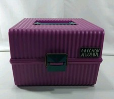 Estojo de maquiagem rígido roxo vintage Sassaby com espelho modelo 101-11 ~ 8,5”x8,5”x6”, usado comprar usado  Enviando para Brazil