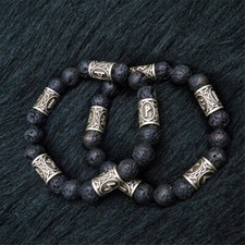 Berloque espaçador de runa viking nórdico pulseira de contas de pedra lava masculino feminino punho joias comprar usado  Enviando para Brazil