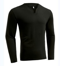 Blusa masculina manga comprida gola V cor sólida camiseta casual solta camiseta pulôver, usado comprar usado  Enviando para Brazil