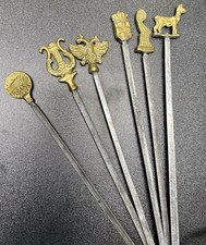 Espetos de kebab antigos 6 peças tampo de latão metais resistentes espetos personalizados para churrasco, usado comprar usado  Enviando para Brazil