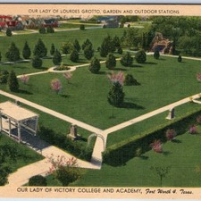 c1940s Fort Worth, TX Lady Lourdes Grotto Garden Station College Academy PC A328 comprar usado  Enviando para Brazil