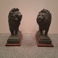 Vintage Chicago Art Institute Lions Bookends Alva 1980 comprar usado  Enviando para Brazil