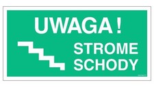 ZNAK - AC025 Uwaga! Strome schody lewostronne 40 x 20 cm TS - Płyta TD fot. na sprzedaż  PL