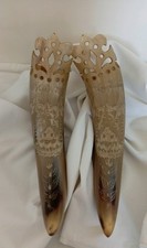 Carved cow horns for sale  LEEDS