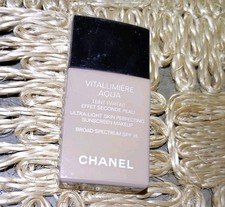 Chanel Vitalumiere Aqua Light Skin Perfecting protetor solar maquiagem FPS 15 autêntico  comprar usado Chanel Vitalumiere Aqua Light Skin Perfecting protetor solar maquiagem FPS 15 autêntico  comprar usado  Enviando para Brazil