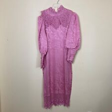 Vestido Palio Feminino 10 Seda Rosa com Faixa Lenço Paisley Cottage Renda Vintage Anos 80, usado comprar usado  Enviando para Brazil