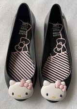 MEL, DREAMED BY MELISSA, HELLO KITTY PVC PRETO BALÉ PLANO, INFANTIL TAMANHO 3, NOVO SEM ETIQUETAS comprar usado  Enviando para Brazil