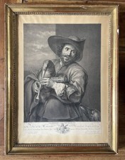Gravure ancienne joueur d'occasion  Voulx