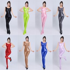 Macacão feminino sexy bodystockings óleo brilhante sem mangas modelagem fitness comprar usado  Enviando para Brazil