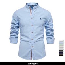Camisa social masculina 100% algodão cor sólida manga longa camisa de marca de alta qualidade  comprar usado  Enviando para Brazil