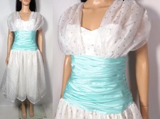 Vestido de formatura formal vintage anos 80 Tiffany azul bolinhas poofy tamanho XS/S comprar usado  Enviando para Brazil