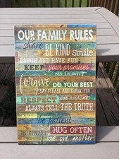 Family rules wooden for sale  De Mossville