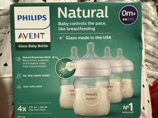 Mamadeira de vidro natural Philips Avent 4 0z - Pacote com 4 - Vidro dos EUA - NOVA comprar usado  Enviando para Brazil
