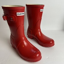 Botas de chuva Hunter originais brilho curto feminino tamanho 6 ou masculino tamanho 5 vermelho neve comprar usado  Enviando para Brazil