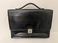 Black leather briefcase for sale  LONDON
