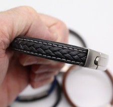 Pulseira/pulseira masculina de couro com fecho de mola de metal escovado comprar usado  Enviando para Brazil