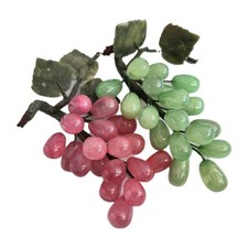 Usado, Dois cachos de uva de pedra vintage jade e quartzo rosa com folhas de jade comprar usado  Enviando para Brazil