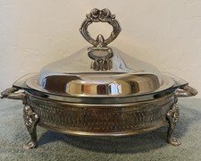 Servidor buffet coberto Silverplate com forro de vidro Marinex vintage comprar usado  Enviando para Brazil