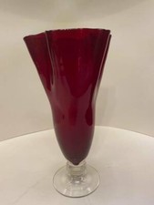 vase ruffled glass red for sale  Orlando