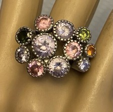 Anel de declaração de prata esterlina em negrito com moldura múltipla gema assinado 925 RP tamanho 8, usado comprar usado Anel de declaração de prata esterlina em negrito com moldura múltipla gema assinado 925 RP tamanho 8, usado comprar usado  Enviando para Brazil