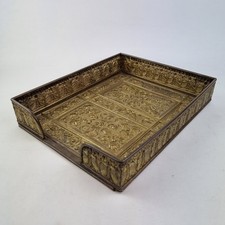 Usado, Bandeja de papel de mesa antiga com acabamento em latão metal art nouveau flores estilizadas 30cm comprar usado  Enviando para Brazil