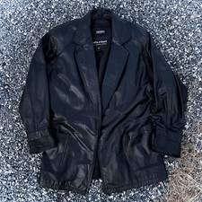 Usado, Jaqueta de Couro Vintage Wilson Masculina M Trench Coat Blazer Preto M comprar usado  Enviando para Brazil