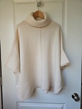 Ann Taylor 100% Cashmere Poncho Suéter Pulôver Inverno Branco Tamanho M/G Novo com etiquetas, usado comprar usado Ann Taylor 100% Cashmere Poncho Suéter Pulôver Inverno Branco Tamanho M/G Novo com etiquetas, usado comprar usado  Enviando para Brazil