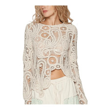 Blusa feminina Line And Dot crochê boho bege assimétrica tamanho pequeno, usado comprar usado  Enviando para Brazil