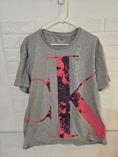 Camiseta CALVIN KLEIN UNISSEX MANGA CURTA MÁRMORE DESCONTRAÍDO MONO ALGODÃO GG cinza comprar usado  Enviando para Brazil