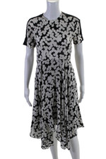 A.L.C. Vestido floral feminino manga curta gola redonda com zíper longo branco tamanho 6, usado comprar usado  Enviando para Brazil