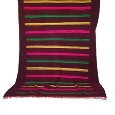 Tapete tribal berbere vintage feito à mão de lã marroquina marrom listras verdes rosa comprar usado  Enviando para Brazil