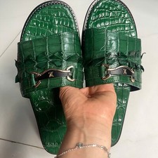 Sandálias masculinas de luxo pele de couro genuíno - 100% feitas à mão, verde tamanho 12EUA EU 46 comprar usado  Enviando para Brazil