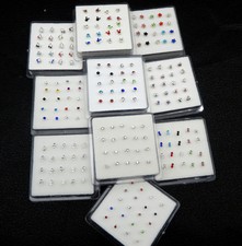 Juego de 20 piercing de nariz de cristal plateado 925 tapón de nariz anillo de nariz piercing segunda mano  Embacar hacia Mexico