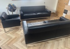 large 2 black leather sofa for sale large 2 black leather sofa for sale BURTON-ON-TRENT