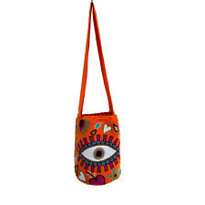 Usado, Bolsa tiracolo WAYUU MOCHILA exclusiva laranja olho, corações e flores feita artesanalmente comprar usado  Enviando para Brazil