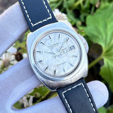 Vintage Technos Cougar Relógio Suíço Automático Prata Caixa Martelada e Mostrador comprar usado  Enviando para Brazil