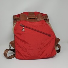 Bolsa estilo mochila Cavalinho couro marrom e lona vermelha 13"x12", usado comprar usado  Enviando para Brazil