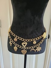 Cinto Berloque Medalhão Vintage Escada Tom Dourado Feito na Espanha Ajustável 37"  comprar usado  Enviando para Brazil