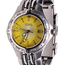 AZUL FÓSSIL AM3579 TOM PRATA AMARELO LUM. RELÓGIO FEMININO MARCAS MANUAIS MOSTRADOR 10ATM comprar usado  Enviando para Brazil