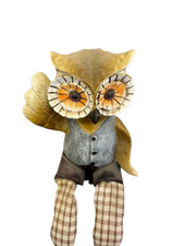 Usado, Estatueta de coruja de resina com pernas de pano – Estátua de coruja estilo vintage – Casa de animal fofa comprar usado  Enviando para Brazil