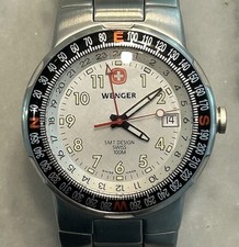 Usado, Relógio de campo Wenger Swiss Military masculino GMT prata 097.0925 - caixa de 38 mm comprar usado  Enviando para Brazil