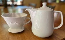 Garrafa de café de porcelana branca Melitta com tampa e cone de filtro, tamanho #4 comprar usado  Enviando para Brazil