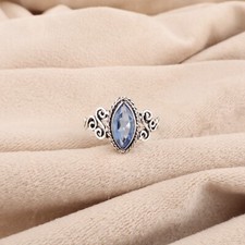 Anel de casamento feito à mão com pedra preciosa natural de tanzanita prata esterlina 925, usado comprar usado  Enviando para Brazil