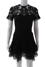 Vestido Jonathan Simkhai Feminino Crochê Manga Curta Linha A Camadas Preto Tamanho 0 comprar usado  Enviando para Brazil