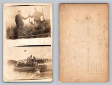 RPPC: Caçadores de alces e cena de barco foto antiga real fotos instantâneas cartão postal antigo comprar usado  Enviando para Brazil