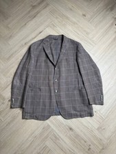 Ermenegildo Zegna Męska Metalowe Guziki Krata Len Multipocket Kurtka Rozmiar 58 R na sprzedaż  PL