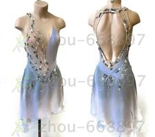 Vestido de patinaje figura para mujeres niñas patinaje sobre hielo azul pálido hecho a mano clásico segunda mano  Embacar hacia Mexico