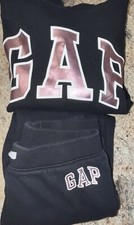 Conjunto de pulôver com capuz GAP Kids 2 peças preto meninas tamanho 12 logotipo rosa comprar usado  Enviando para Brazil