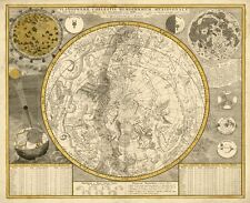 Póster de mapa celestial de constelaciones astronómicas del zodiaco 1700 vintage A1/A2/A3, usado segunda mano  Embacar hacia Argentina