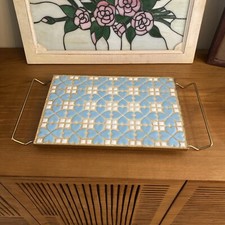Bandeja de servir vintage MCM mosaico azulejo coração azul  comprar usado  Enviando para Brazil